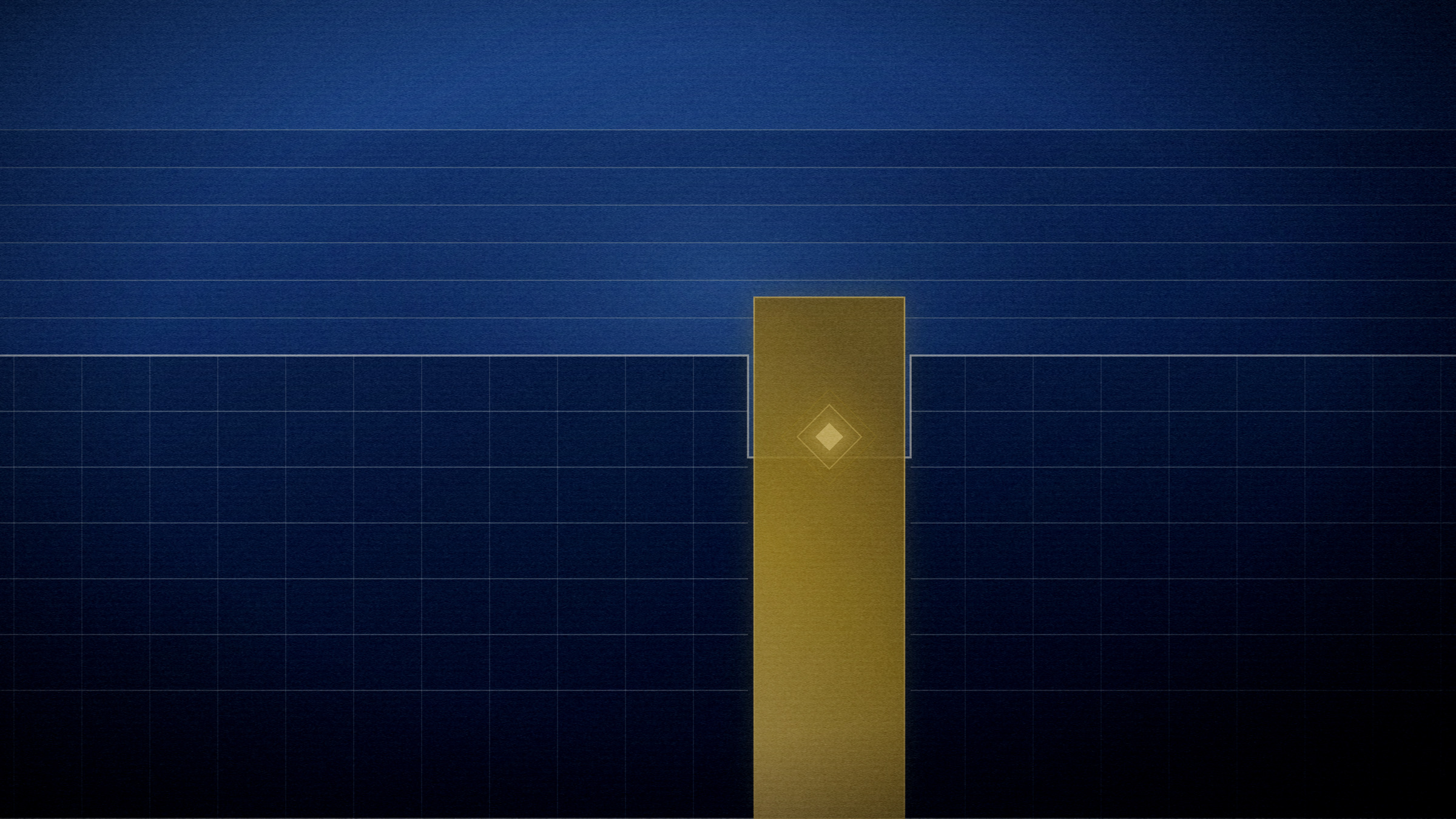 Abstract editorial illustration in navy and gold on a deep navy field: a long wall holding everything back except a single lit spillway.